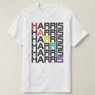 Camiseta Pilas del texto del arco iris de Harris