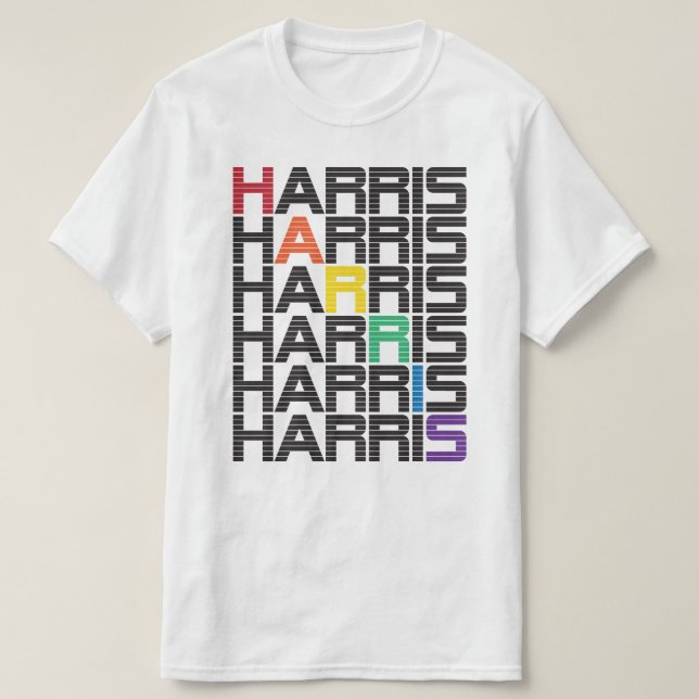 Camiseta Pilas del texto del arco iris de Harris (Diseño del anverso)