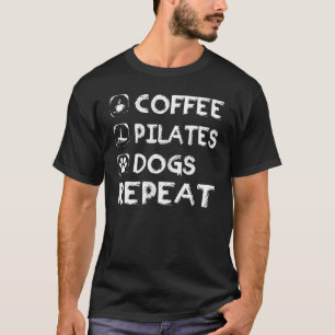 Camiseta Pilates de café Perros Repetición Yoga Fitness Ent