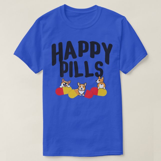Camiseta Píldoras felices, Corgi divertida, amante del perr (Diseño del anverso)
