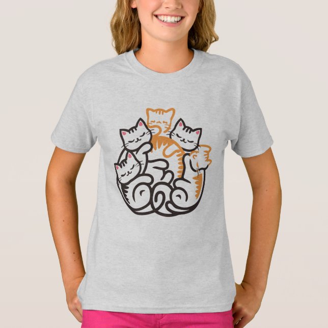 Camiseta Pile De Gatos Gatos Gatos Graciosos (Anverso)