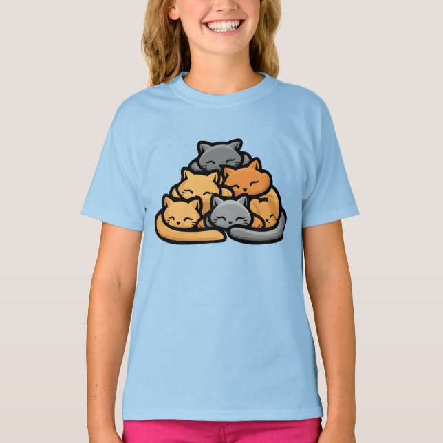 Camiseta Pile De Gatos Gatos Gatos Graciosos (Anverso)