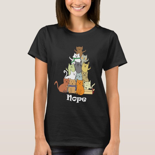 Camiseta Pile de Nope Cat (Anverso)