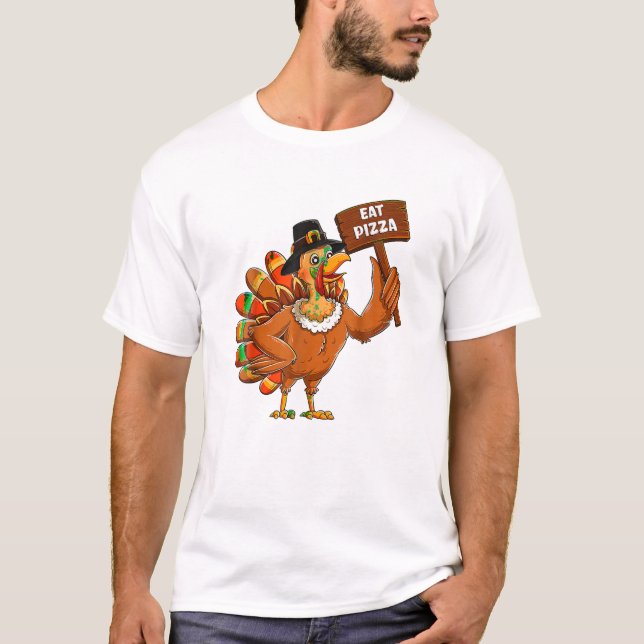 Camiseta Pilgrim Eat Pizza Vegan adulto (Anverso)