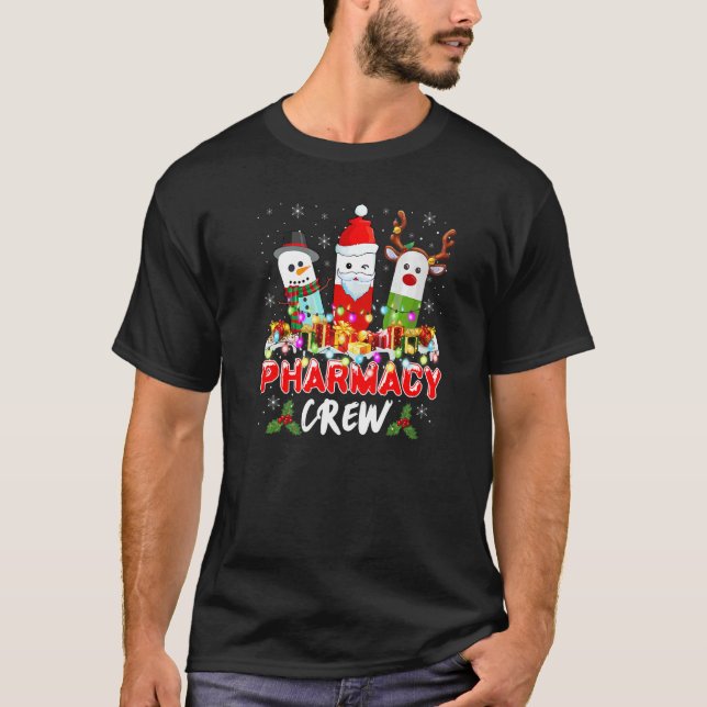 Camiseta Pill Reindeer Santa Claus Pharmacy Crew Christmas  (Anverso)