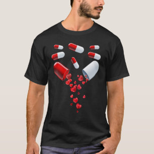 Camiseta Pills Heart Love Valentines Hearts Medicine Pharma