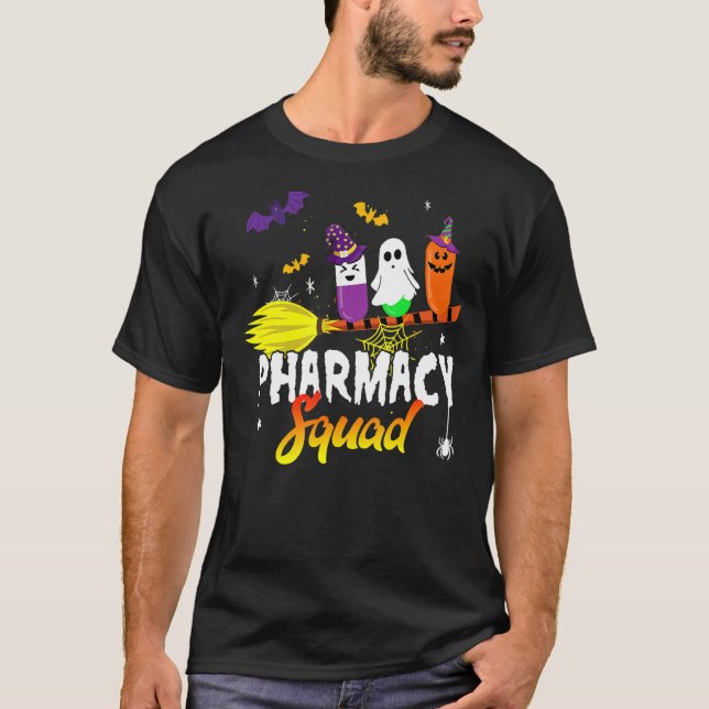 Camiseta Pills Pharmacist Crew Pharmacy Squad Happy Hallowe (Anverso)