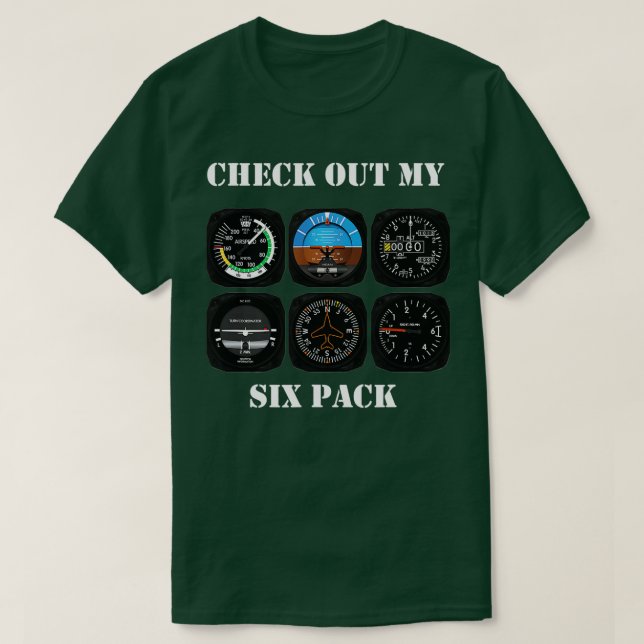 Camiseta Pilot Aviation Check Out My Six Pack Flying Airpla (Diseño del anverso)