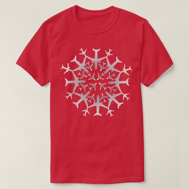Camiseta Pilot Gift Snowflake Airplanes Christmas Snow Avia (Diseño del anverso)