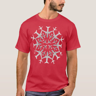 Camiseta Pilot Gift Snowflake Airplanes Christmas Snow Avia