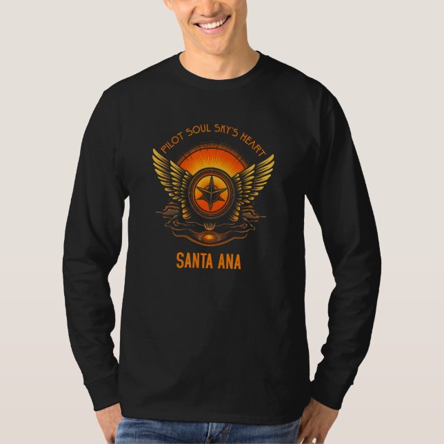 Camiseta Pilot s Soul Sky s Heart Santa Ana Skyline Design (Anverso)