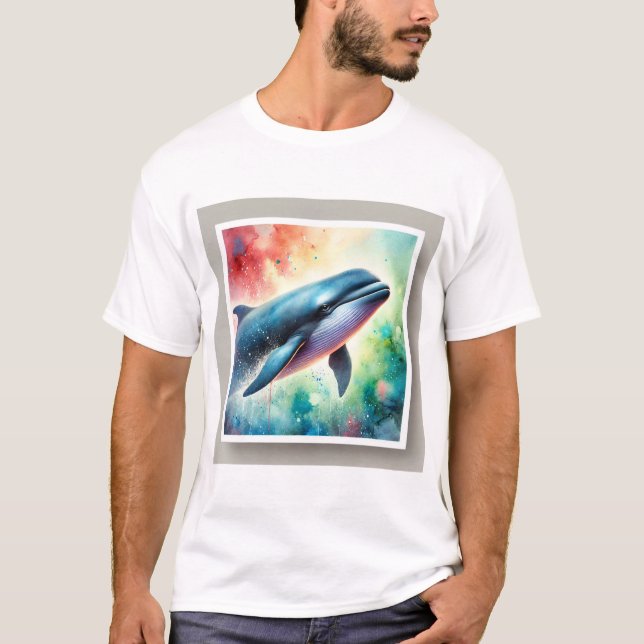 Camiseta Pilot Whale Painting 040724AREF101 - Watercolor (Anverso)