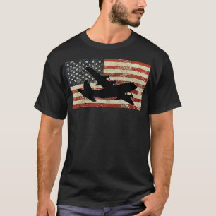 Camiseta Piloto de avión militar C130 con bandera estadouni