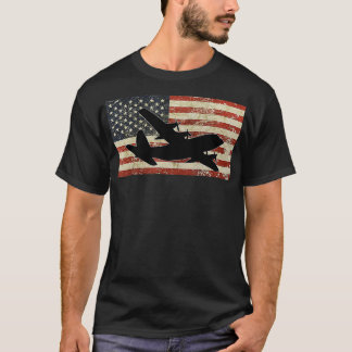 Camiseta Piloto de avión militar C130 con bandera estadouni