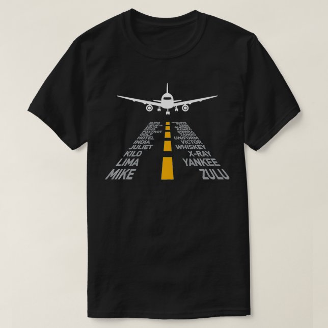 Camiseta Piloto de avión regalo Aeródromo pista fonética Al (Diseño del anverso)