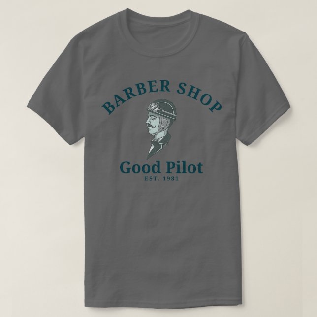 Camiseta Piloto de buenas tiendas de barbería (Diseño del anverso)