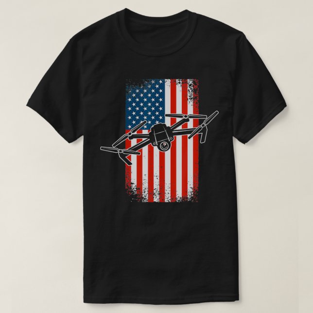 Camiseta Piloto de drones Quadcopter UAV 4 de julio Fl amer (Diseño del anverso)