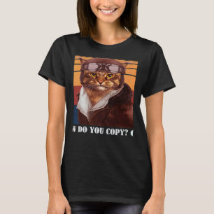 Camiseta Piloto de gato retro MEOW Propietario de Kitty Fur