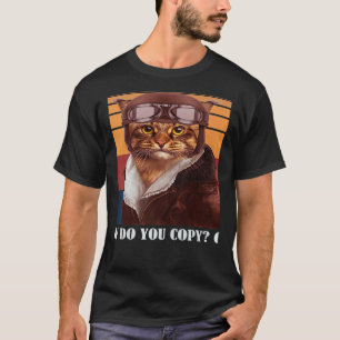 Camiseta Piloto de gato retro MEOW Propietario de Kitty Fur