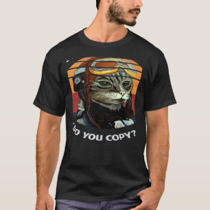Camiseta Piloto de gato retro MEOW Propietario de Kitty Fur