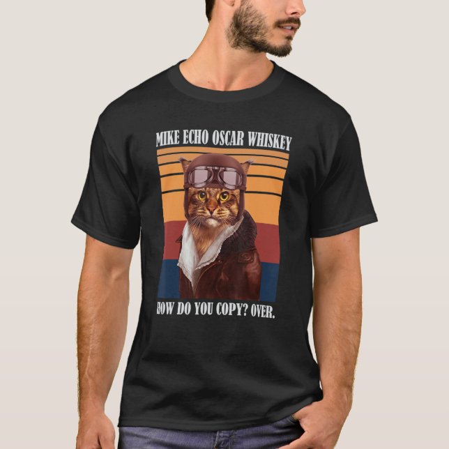 Camiseta Piloto De Gatos Retro Meow Kitty Propietario Fur M (Anverso)
