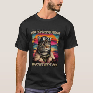 Camiseta Piloto De Gatos Retro Mike Echo Oscar Whisky M E O