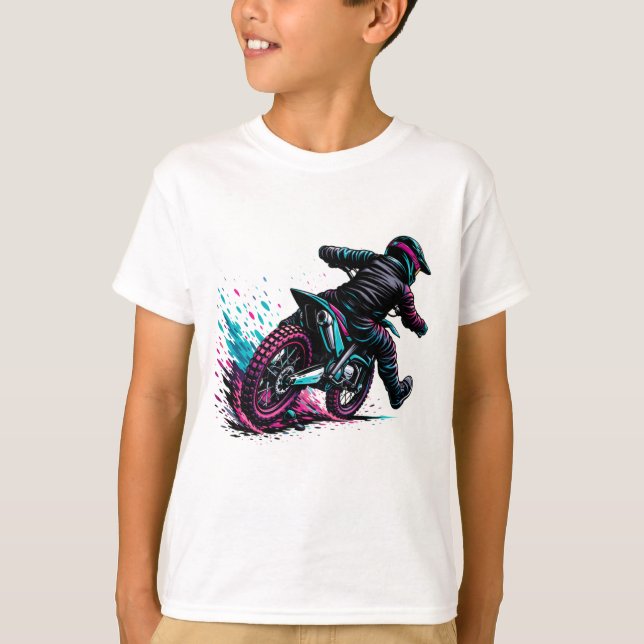 Camiseta Piloto de Motocross de estilo cómico con salpicadu (Anverso)