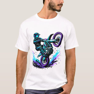 Camiseta Piloto de Motocross Haciendo Caballito en Movimien