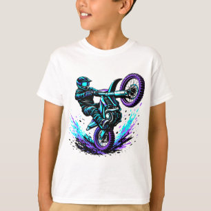Camiseta Piloto de Motocross Haciendo Caballito en Movimien