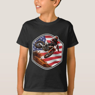 Camiseta Piloto de motocross patriota estadounidense en mot