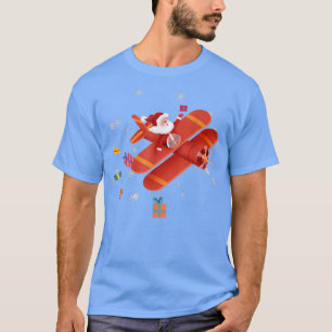 Camiseta Piloto de Santa Claus Volando avión Feliz Navidad