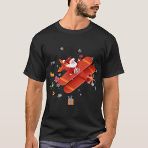 Camiseta Piloto de Santa Claus Volando avión Feliz Navidad