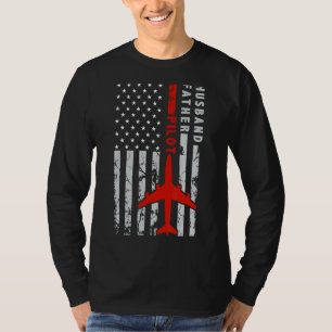 Camiseta Piloto Del Padre Del Marido Bandera De Los Estados