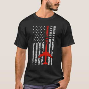 Camiseta Piloto Del Padre Del Marido Bandera De Los Estados