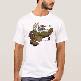 Camiseta Piloto divertido de Santa en diseño plano de la
