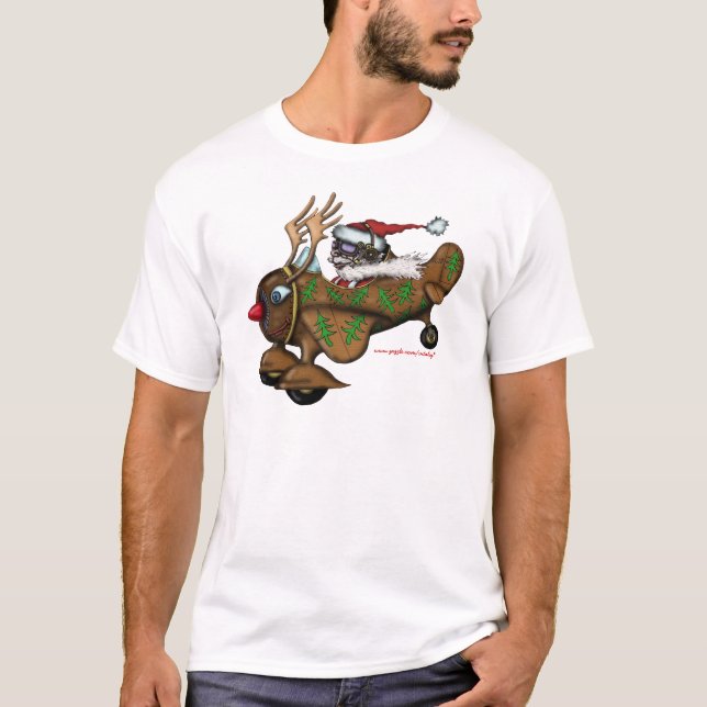 Camiseta Piloto divertido de Santa en diseño plano de la (Anverso)