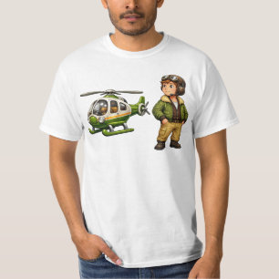 Camiseta Piloto Retro de Helicóptero Niño con Helicóptero A