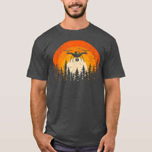 Camiseta Piloto Retro Vintage Sunset Quadcopter Drone Hombr