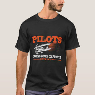 Camiseta Pilotos Mirando Abajo A La Gente Desde El Avión De