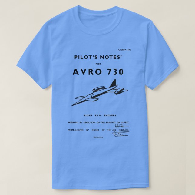 Camiseta Pilots Notes for Avro  (Diseño del anverso)