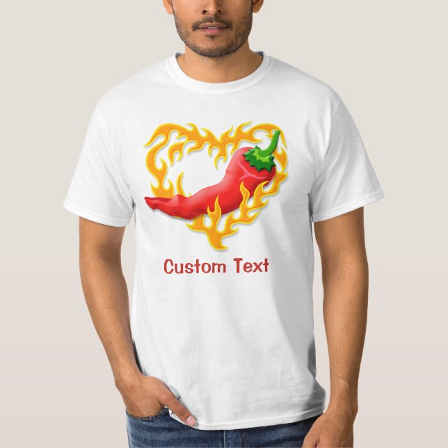 Camiseta Pimienta chile con corazón de llama (Anverso)