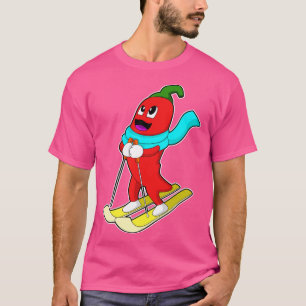 Camiseta Pimienta como esquiador con esquí