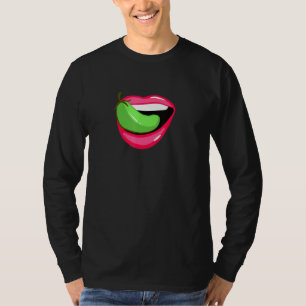 Camiseta Pimienta De Cabeza De Chili En Comida Boca Calient
