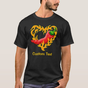 Camiseta Pimienta de chile con el corazón de la llama