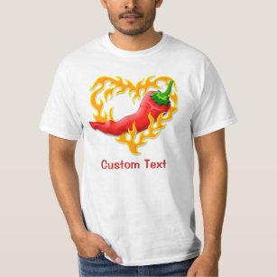 Camiseta Pimienta de chile con el corazón de la llama