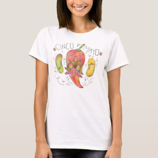 Camiseta Pimienta de hili acuarela, frijol, Cinco de Mayo