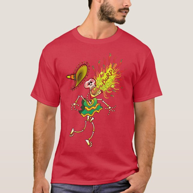 Camiseta Pimientas Burping esqueléticas mexicanas del chile (Anverso)