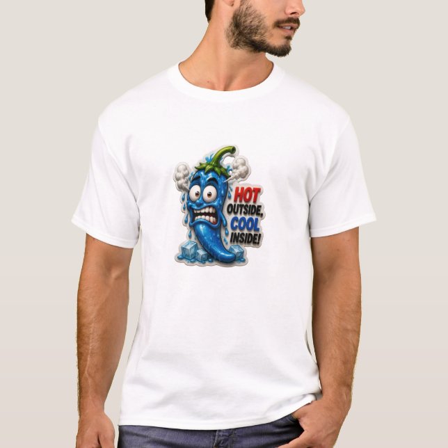 Camiseta Pimiento Azul Divertido (Anverso)