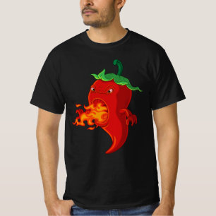 Camiseta pimiento picante rojo con llama