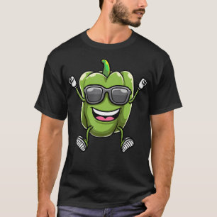 Camiseta Pimiento Verde Bailarín Con Gafas De Sol Capsicum